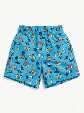 EUC Toddler Light Blue Surf Beach Print Swim Shorts Mesh Liner Size 2/3T